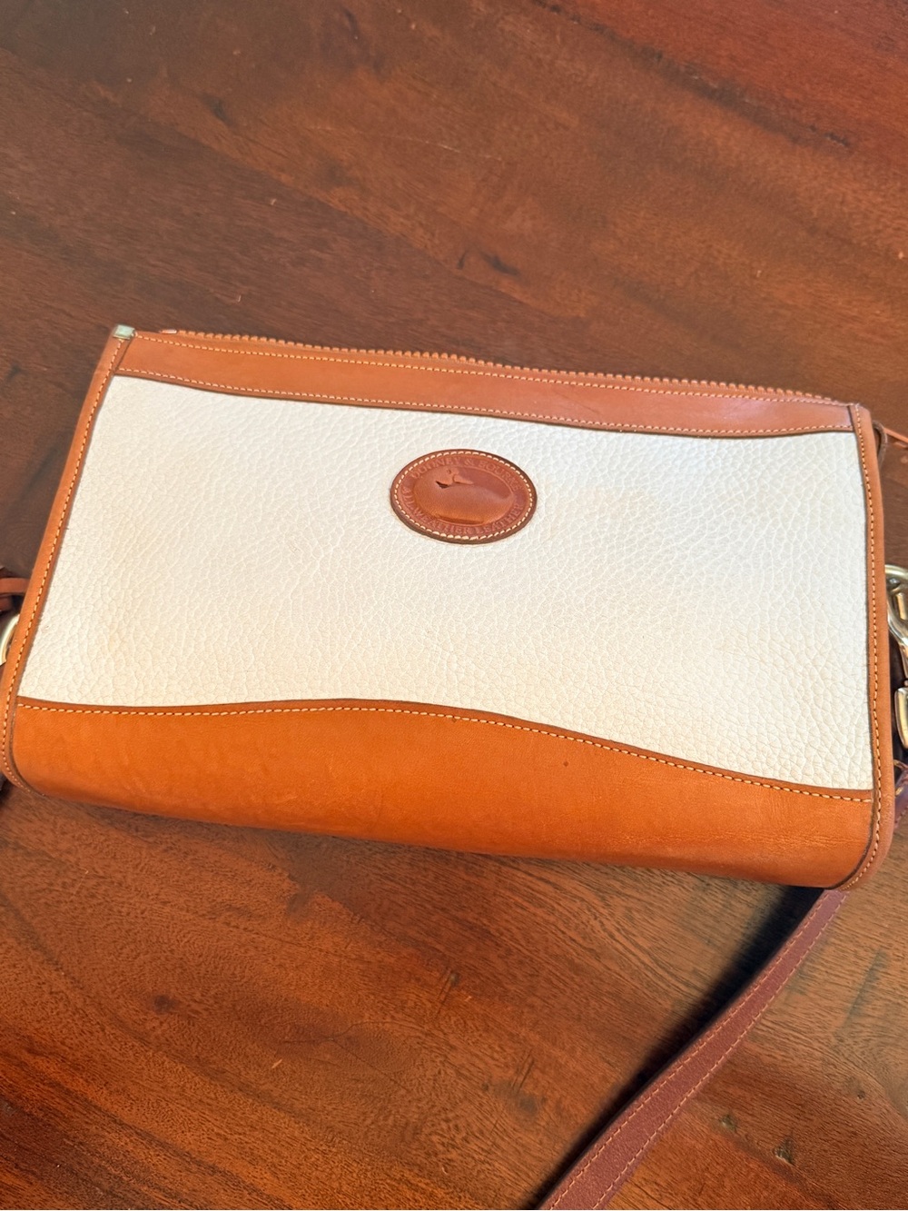 Vintage Dooney & Bourke Bone and British Tan Crossbody Bag - Early 90s